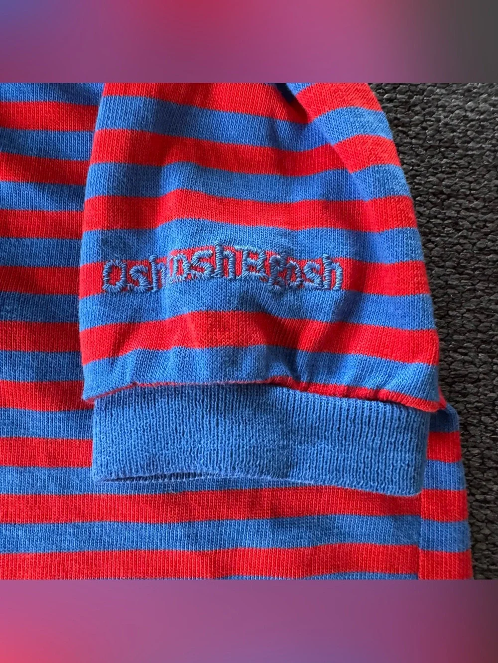 Vtg Oshkosh Striped Polo Shirt Top Blue Red Kidcore Preppy Classic 2T